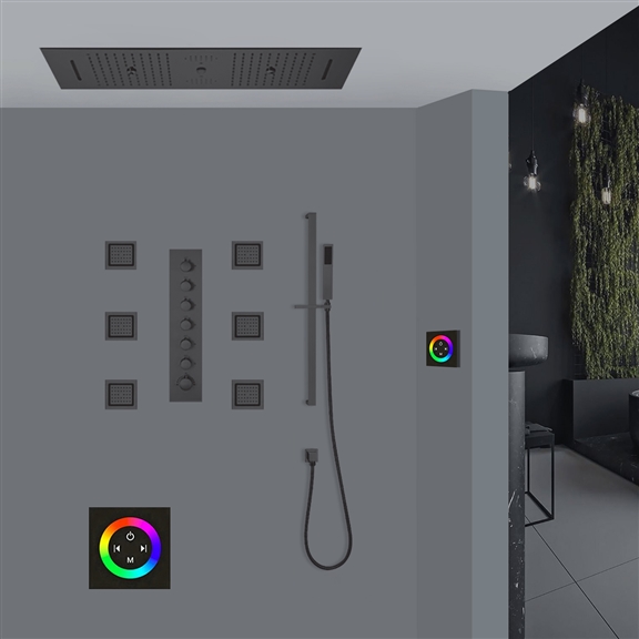 BERGAMO TOUCH PANEL CONTROLLED LARGE MATTE BLACK THERMOSTATIC